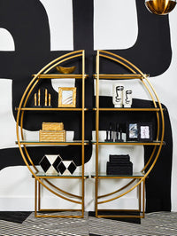 Hiba Set Of Two Gold Finish Bamboo Effect Bookends