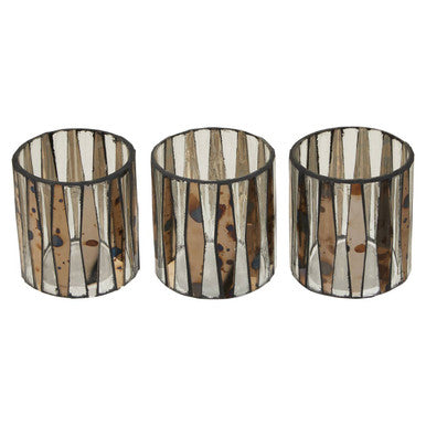 Gaia Set Of 3 Metallic Tealight Holders