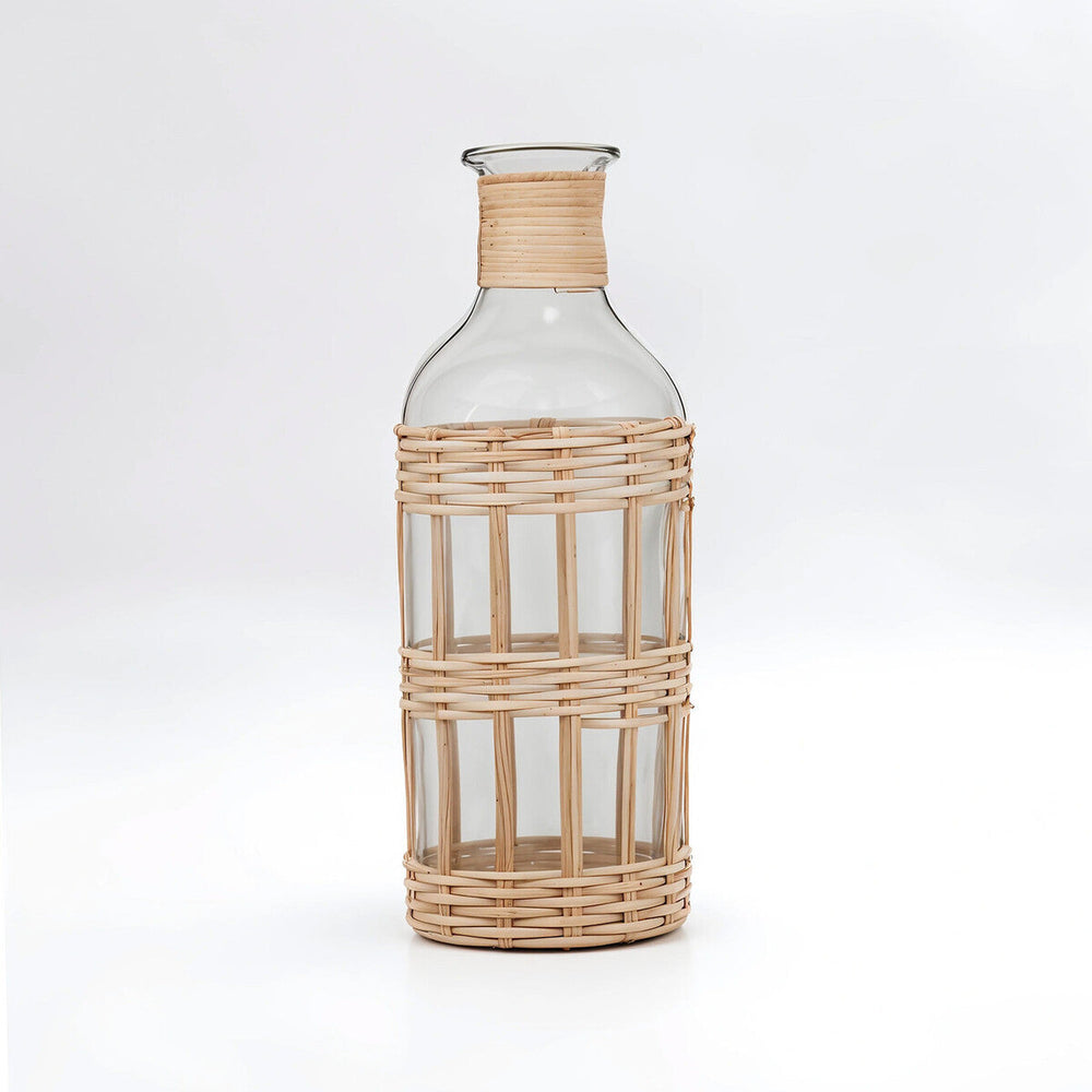 Kuta Natural Cane and Glass Large Vase