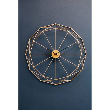 Genova Geometric Gold Metal Wall Clock