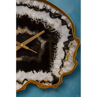 Celina Black And Gold Agate Effect Wall Clock