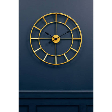 Kent Large Gold Finish Metal Wall Clock