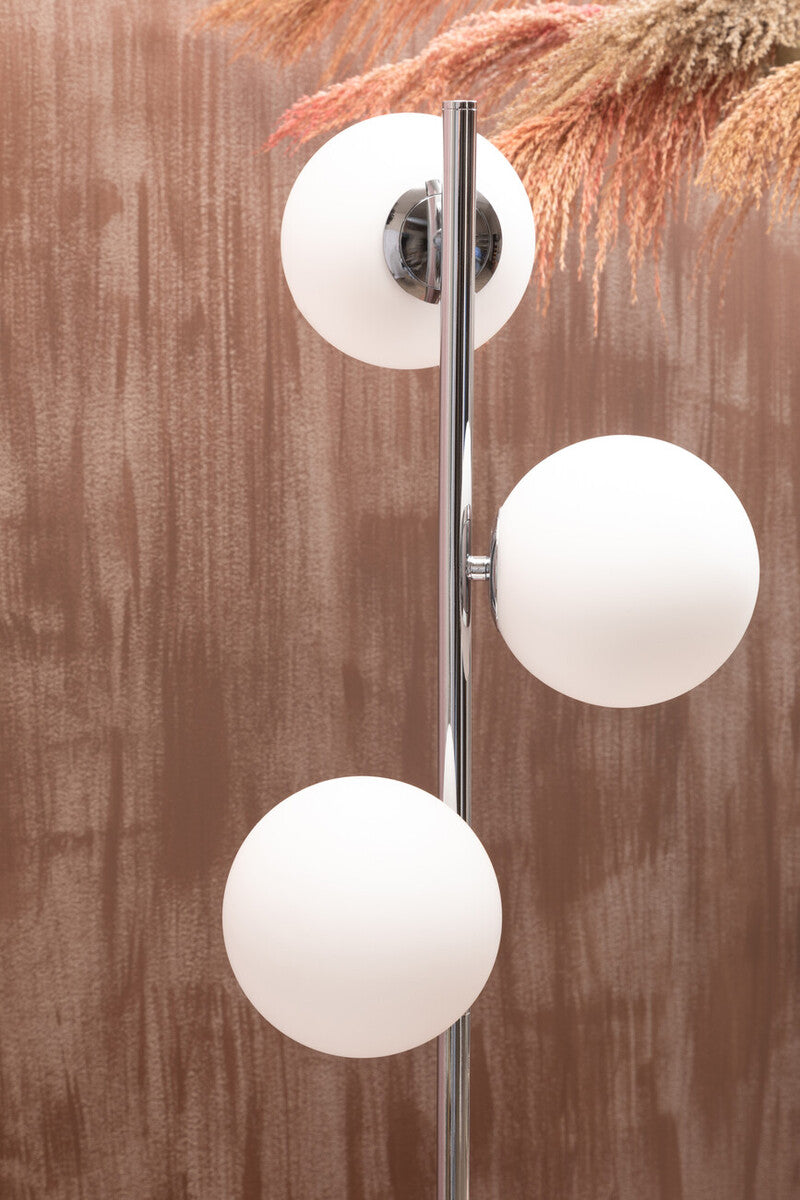 Karter Chrome Finish And White Glass Floor Lamp