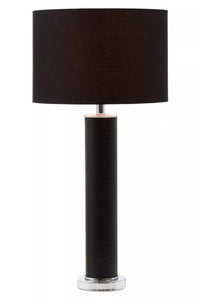 Hanah Black Snake Leather Effect Table Lamp with Chrome Base