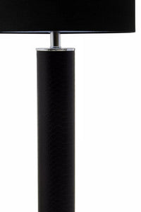 Hanah Black Snake Leather Effect Table Lamp with Chrome Base