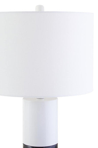 Eben Black Marble Base and White Shade Table Lamp
