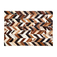 Bosie Safira Large Brown Hair on Leather Chevron Rug