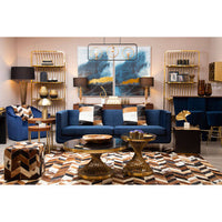 Bosie Safira Large Brown Hair on Leather Chevron Rug