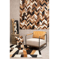 Bosie Safira Large Brown Hair on Leather Chevron Rug
