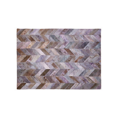 Bosie Safira Small Grey Cowhide Chevron Patchwork Rug