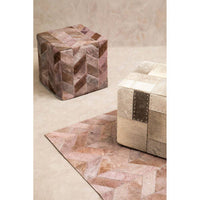 Bosie Safira Small Grey Cowhide Chevron Patchwork Rug