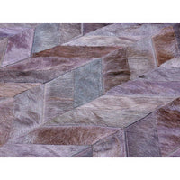 Bosie Safira Small Grey Cowhide Chevron Patchwork Rug
