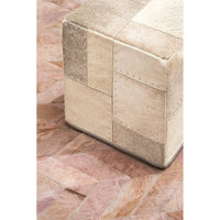 Bosie Safira Large Grey Hair-on-Leather Chevron Patchwork Rug