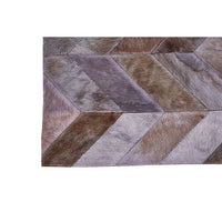Bosie Safira Large Grey Hair-on-Leather Chevron Patchwork Rug