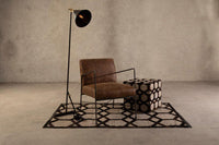Bosie Safira Large Grey Patchwork Rug with Black Hair-on Leather