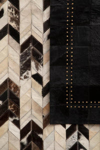 Bosie Safira Large Chevron Patchwork Hair-on-Leather Rug