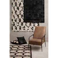 Bosie Safira Small Black Hair on Leather Patchwork Rug with Gold Studs