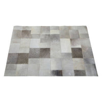 Bosie Safira Small Grey Hair on Leather Patchwork Rug for Sophisticated Homes