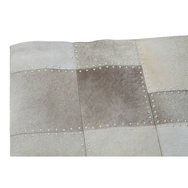 Bosie Safira Small Grey Hair on Leather Patchwork Rug