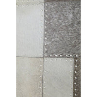 Bosie Safira Small Grey Hair on Leather Patchwork Rug for Sophisticated Homes