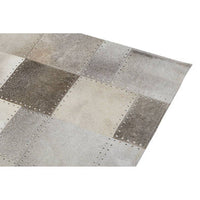 Bosie Safira Small Grey Hair on Leather Patchwork Rug for Sophisticated Homes