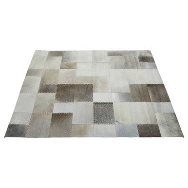 Bosie Safira Large Grey Leather Patchwork Rug