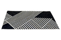Bosie Safira Black and White Leather Rug - Dynamic Geometric Design