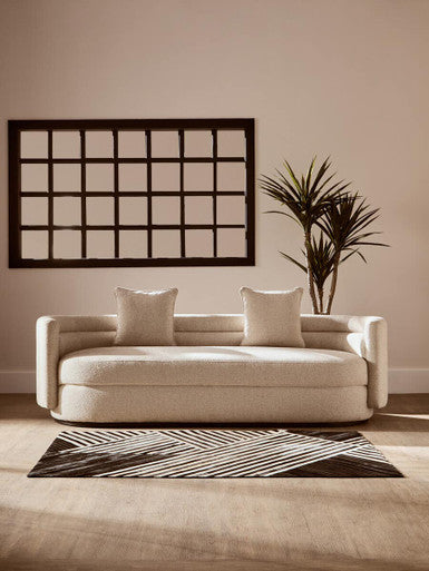 Bosie Safira Small Black And White Hair on Leather Rug