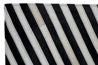 Bosie Safira Black and White Leather Rug - Dynamic Geometric Design