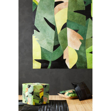 Bosie Safira Small Black And Grey Deco Print Leather Rug