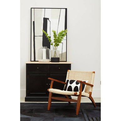 Bosie Safira Large Deco Black And Grey Hair on Leather Rug