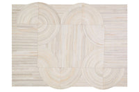 Bosie Safira Large Natural Hair On Leather Rug with Abstract Geometric Design