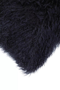 Bosie Mongolian Fur Black Square Cushion