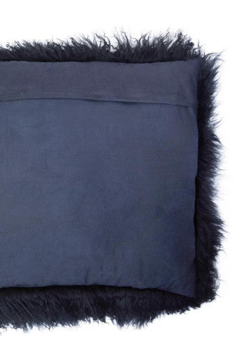 Bosie Mongolian Fur Black Square Cushion
