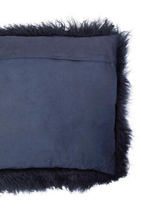 Bosie Mongolian Fur Black Square Cushion