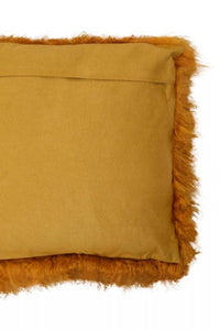 Bosie Mongolian Fur Ochre Square Cushion