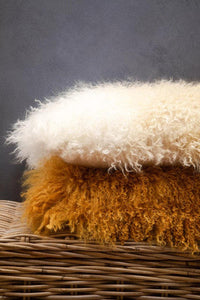 Bosie Mongolian Fur Ochre Rectangular Cushion