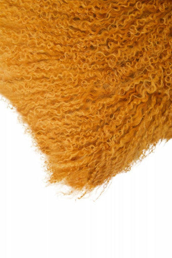 Bosie Mongolian Fur Ochre Rectangular Cushion