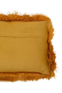 Bosie Mongolian Fur Ochre Rectangular Cushion