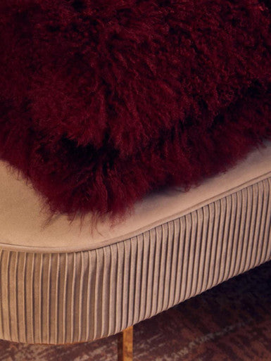 Bosie Mongolian Fur Maroon Square Cushion