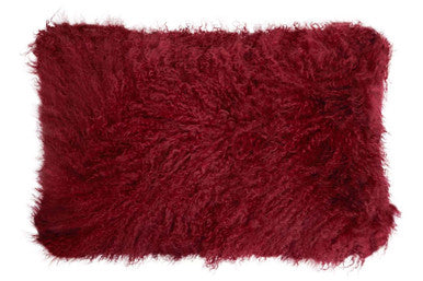 Bosie Mongolian Fur Maroon Rectangular Cushion