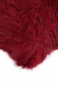 Bosie Mongolian Fur Maroon Rectangular Cushion