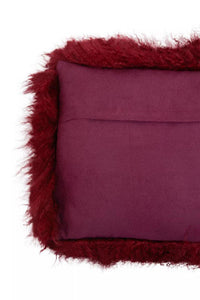 Bosie Mongolian Fur Maroon Rectangular Cushion