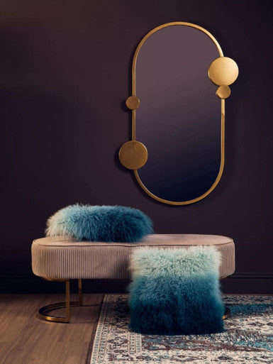Bosie Mongolian Fur Blue Ombre Square Cushion