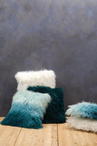 Bosie Mongolian Fur Blue Ombre Rectangular Cushion