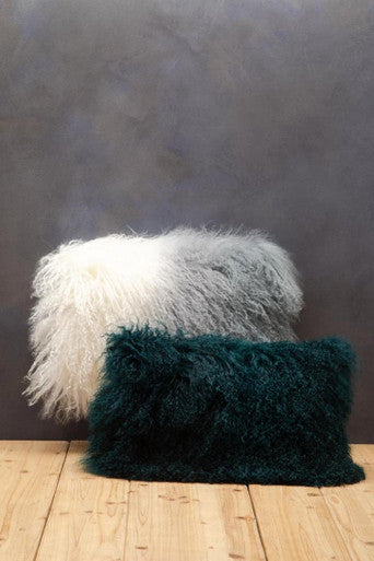 Bosie Mongolian Fur Blue Ombre Rectangular Cushion