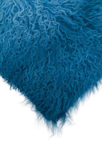 Bosie Mongolian Fur Blue Ombre Rectangular Cushion