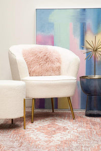 Bosie Mongolian Fur Pink Round Cushion