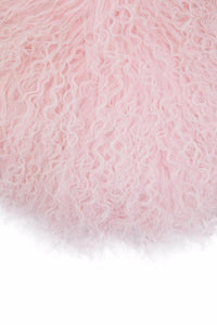Bosie Mongolian Fur Pink Round Cushion