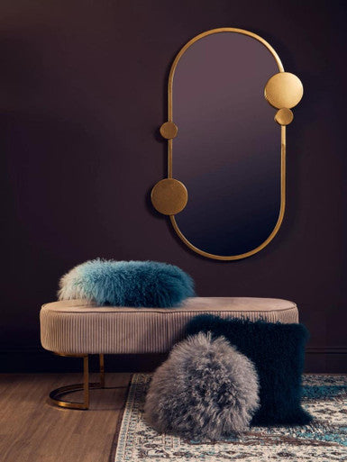 Bosie Mongolian Fur Grey Round Cushion